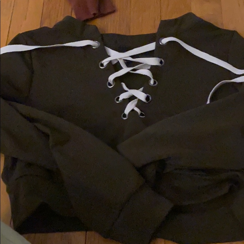 Army Green Cropped Sweater